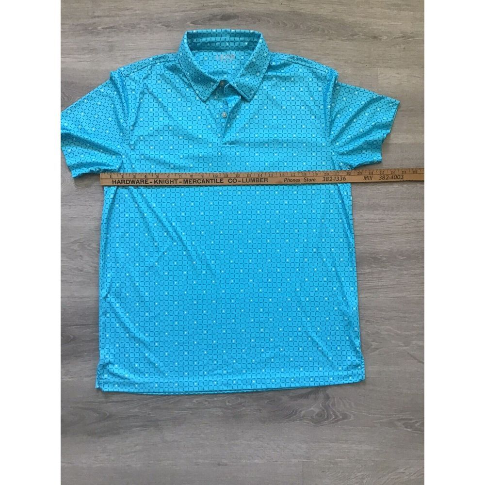 Izod Men's Golf Polo Performance Grid Pattern Blue Tee's Size Large